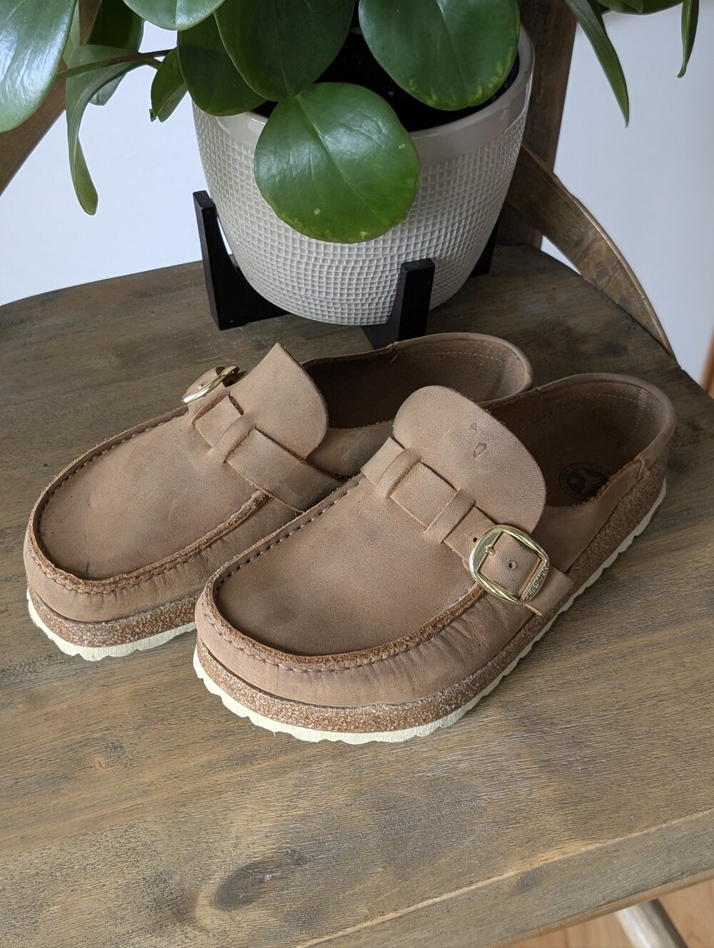 Birkenstock Buckley Clog - Oiled Leather 38 Regular Cognac Brown Tan - Picture 9 of 14